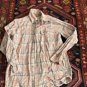 Southern Marsh Casual Plaid Shirt - Orange, Blue, Cream